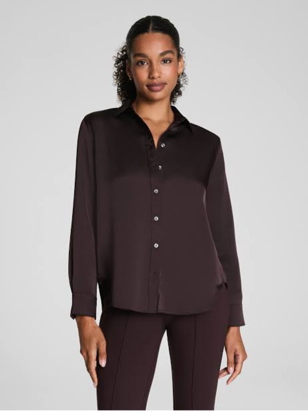 SPANX® Silky Smooth Button Down in brown